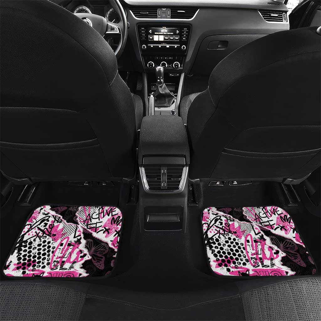 Pink Power Graffiti Car Mats Breast Cancer Awareness - Wonder Print Shop
