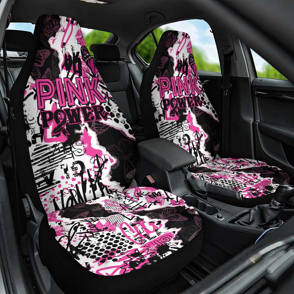 Pink Power Graffiti Car Seat Cover Breast Cancer Awareness - Wonder Print Shop
