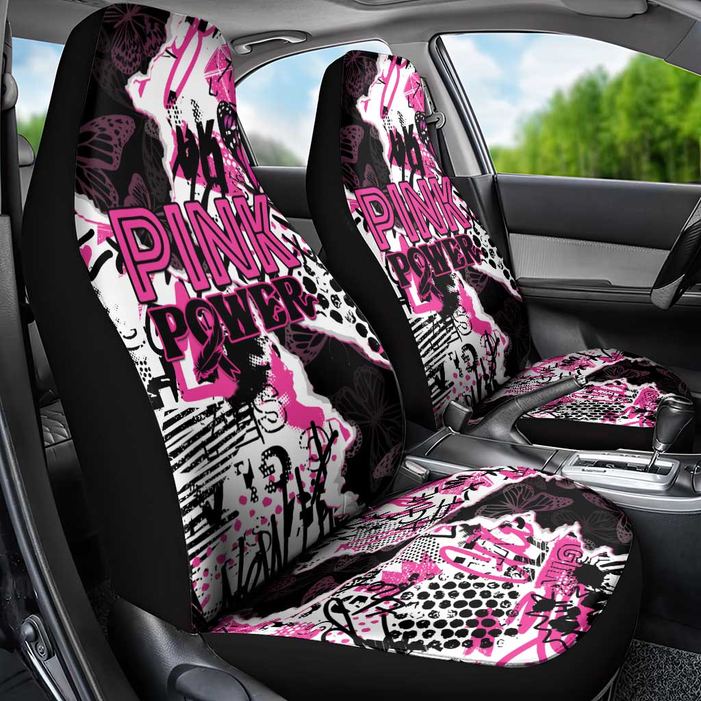 Pink Power Graffiti Car Seat Cover Breast Cancer Awareness - Wonder Print Shop