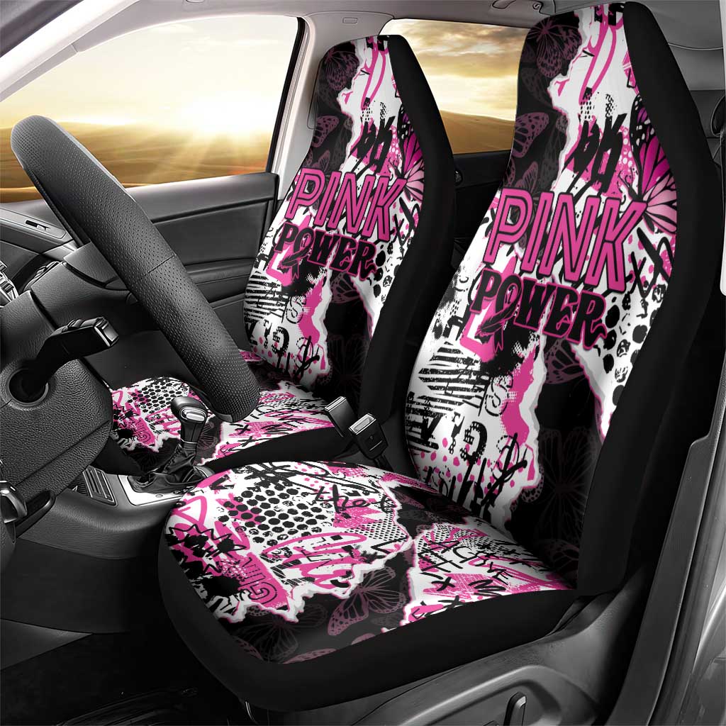 Pink Power Graffiti Car Seat Cover Breast Cancer Awareness - Wonder Print Shop