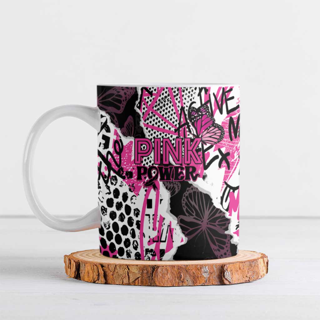Personalized Pink Power Graffiti Ceramic Mug Breast Cancer Awareness - Wonder Print Shop