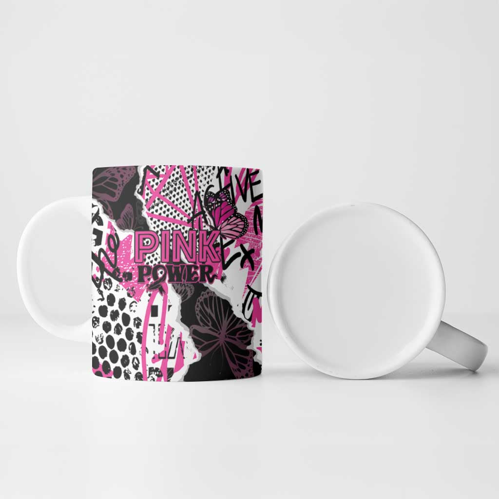 Personalized Pink Power Graffiti Ceramic Mug Breast Cancer Awareness - Wonder Print Shop