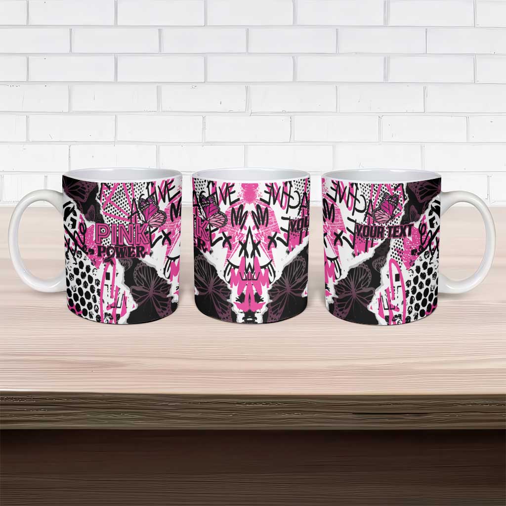 Personalized Pink Power Graffiti Ceramic Mug Breast Cancer Awareness - Wonder Print Shop