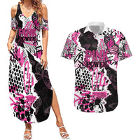 Personalized Pink Power Graffiti Couples Matching Summer Maxi Dress and Hawaiian Shirt Breast Cancer Awareness - Wonder Print Shop