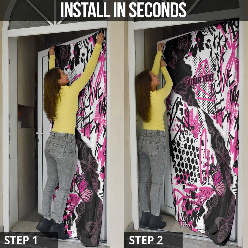 Pink Power Graffiti Door Cover Breast Cancer Awareness - Wonder Print Shop