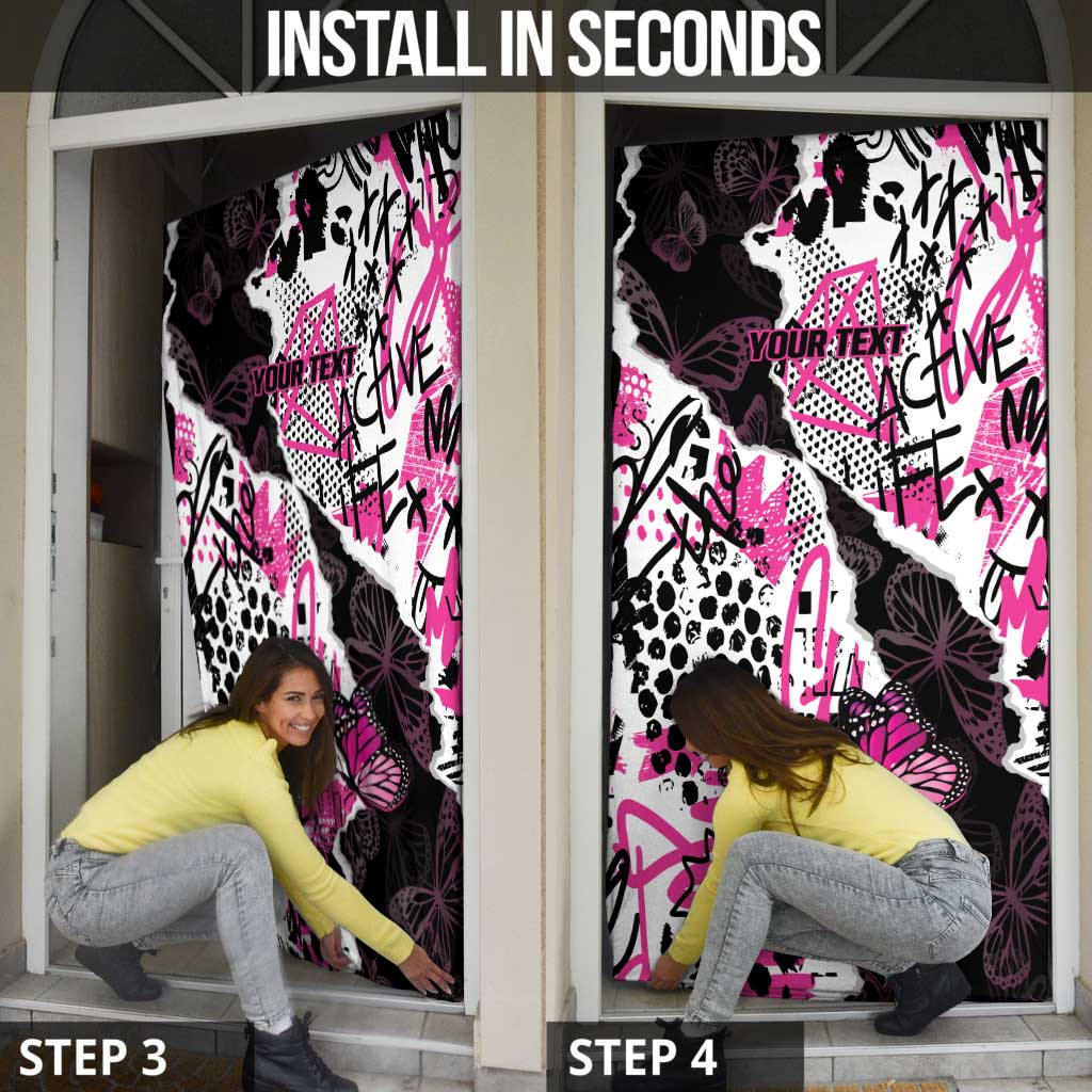 Pink Power Graffiti Door Cover Breast Cancer Awareness - Wonder Print Shop