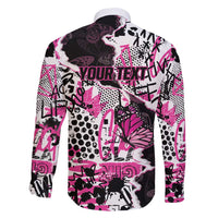 Personalized Pink Power Graffiti Family Matching Long Sleeve Bodycon Dress and Hawaiian Shirt Breast Cancer Awareness - Wonder Print Shop