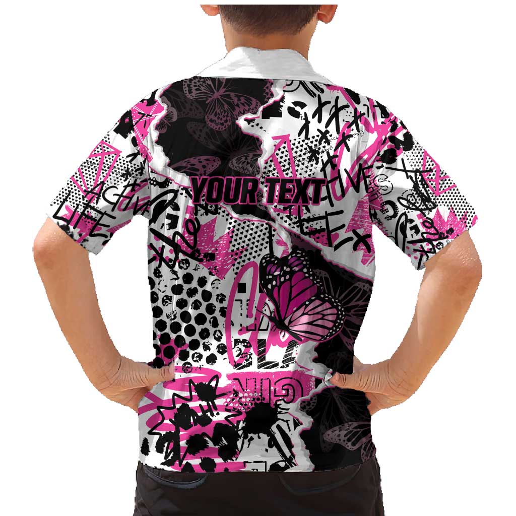 Personalized Pink Power Graffiti Family Matching Mermaid Dress and Hawaiian Shirt Breast Cancer Awareness - Wonder Print Shop