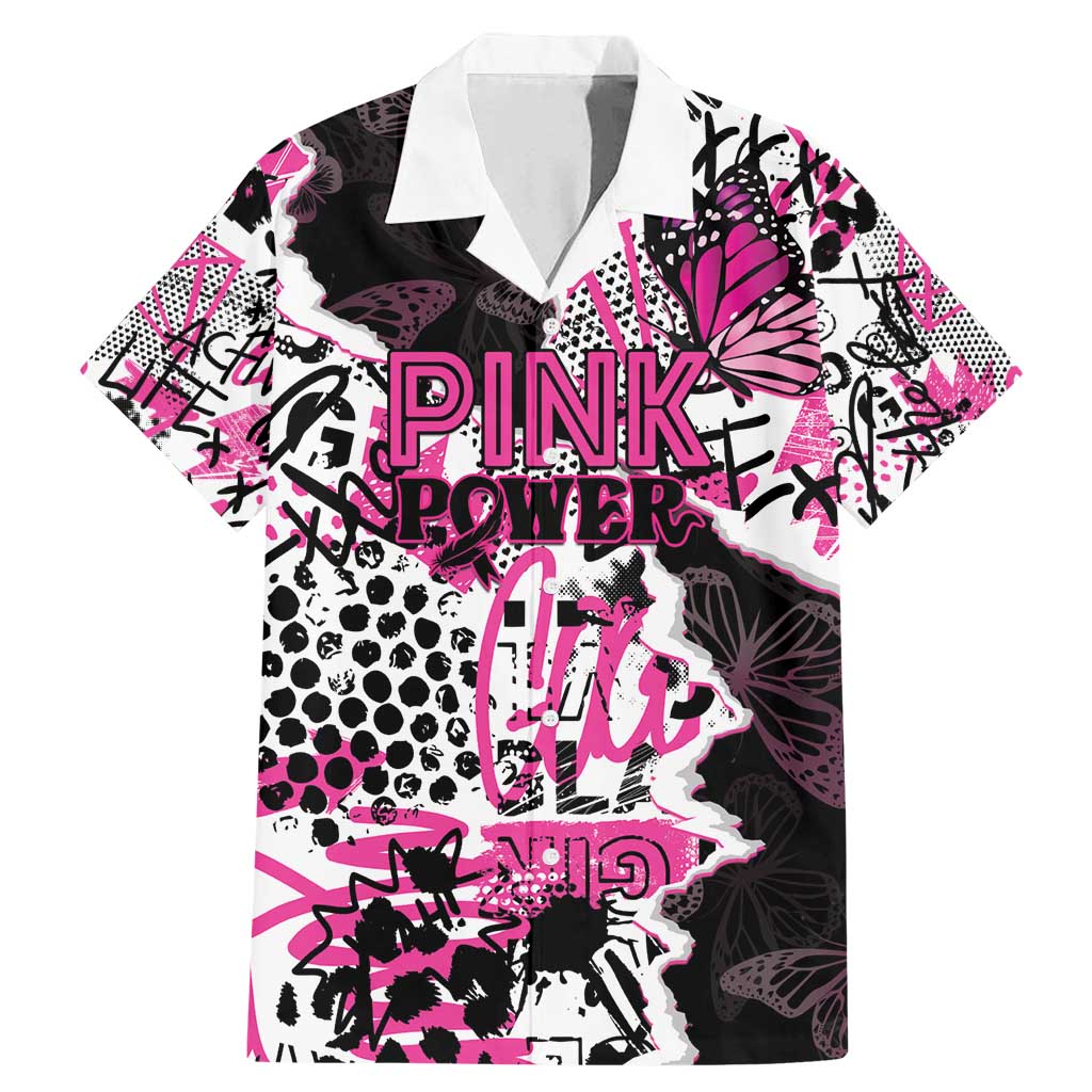 Personalized Pink Power Graffiti Family Matching Mermaid Dress and Hawaiian Shirt Breast Cancer Awareness - Wonder Print Shop