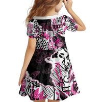 Personalized Pink Power Graffiti Family Matching Off The Shoulder Long Sleeve Dress and Hawaiian Shirt Breast Cancer Awareness - Wonder Print Shop