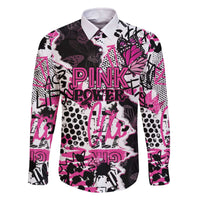 Personalized Pink Power Graffiti Family Matching Off The Shoulder Long Sleeve Dress and Hawaiian Shirt Breast Cancer Awareness - Wonder Print Shop