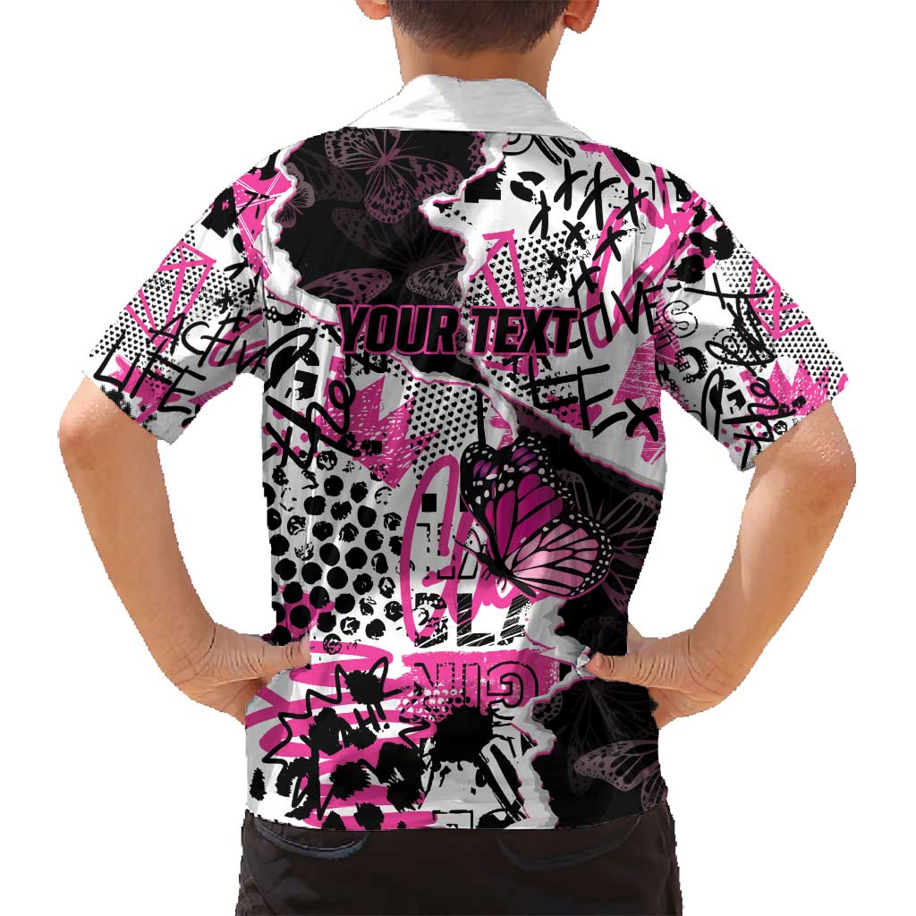 Personalized Pink Power Graffiti Family Matching Puletasi and Hawaiian Shirt Breast Cancer Awareness - Wonder Print Shop