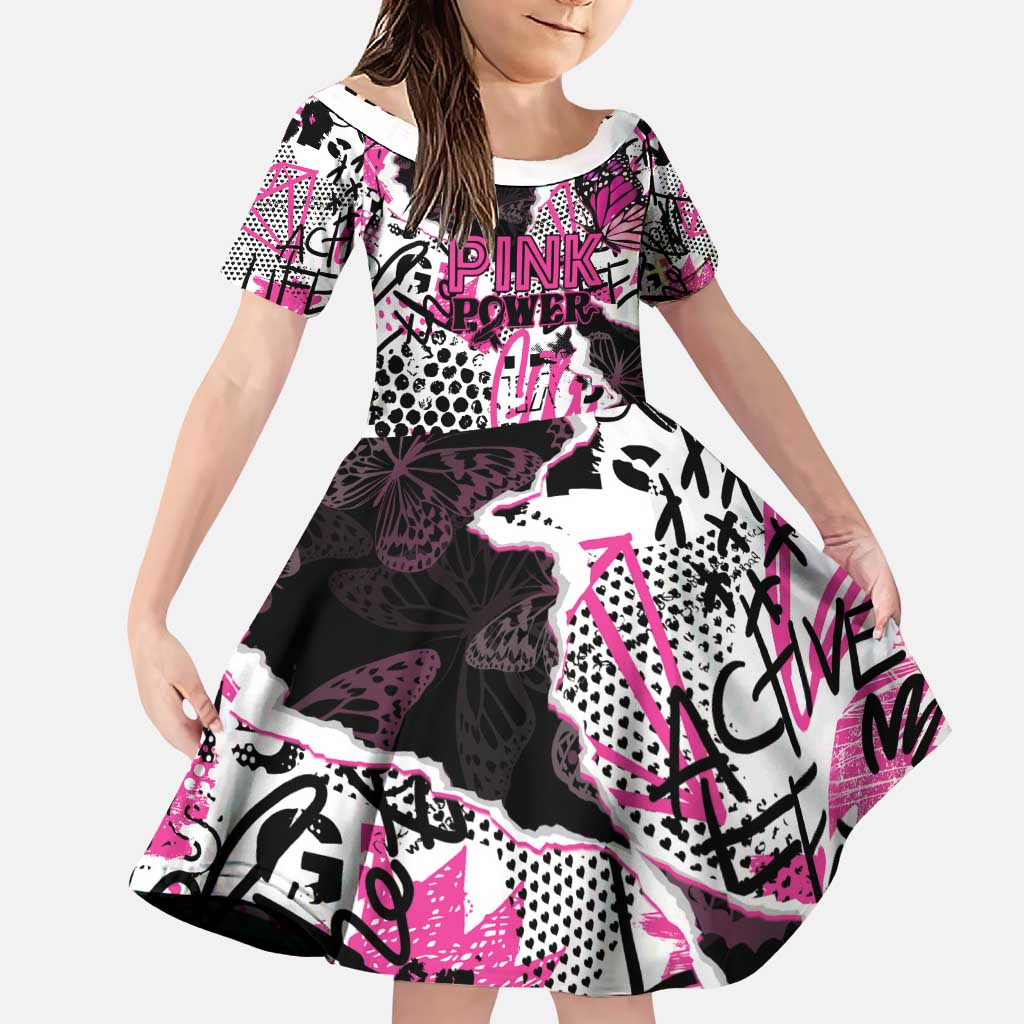 Personalized Pink Power Graffiti Family Matching Puletasi and Hawaiian Shirt Breast Cancer Awareness - Wonder Print Shop