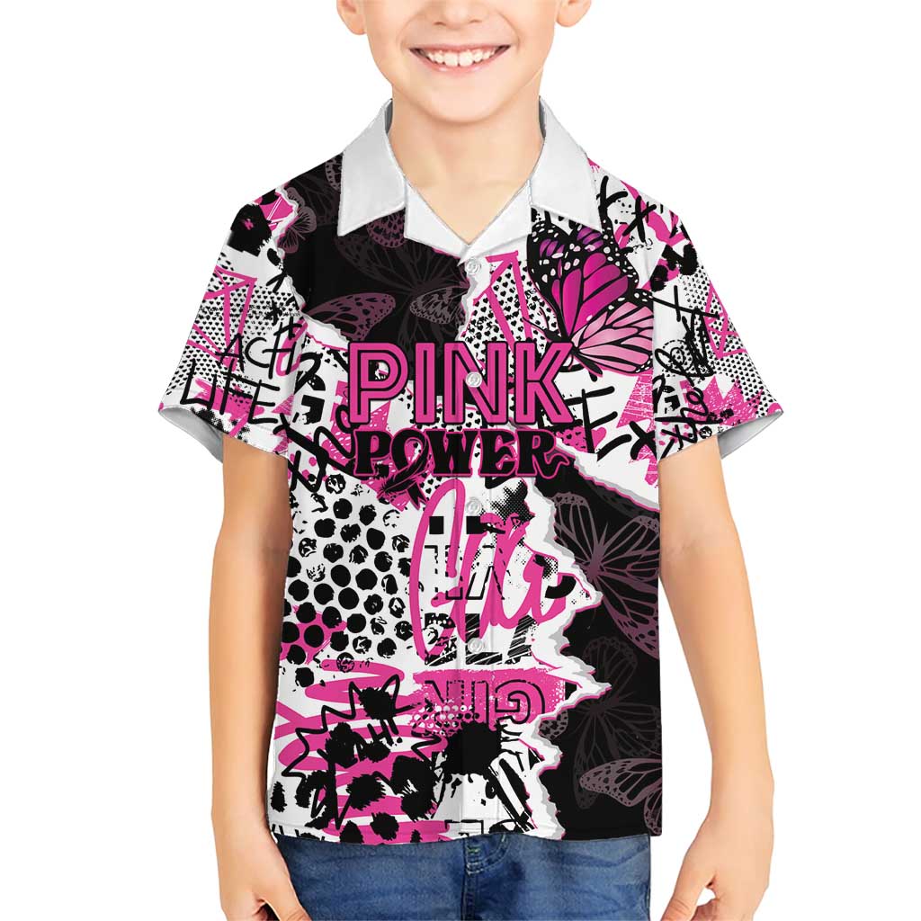 Personalized Pink Power Graffiti Family Matching Short Sleeve Bodycon Dress and Hawaiian Shirt Breast Cancer Awareness - Wonder Print Shop