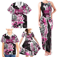 Personalized Pink Power Graffiti Family Matching Tank Maxi Dress and Hawaiian Shirt Breast Cancer Awareness - Wonder Print Shop