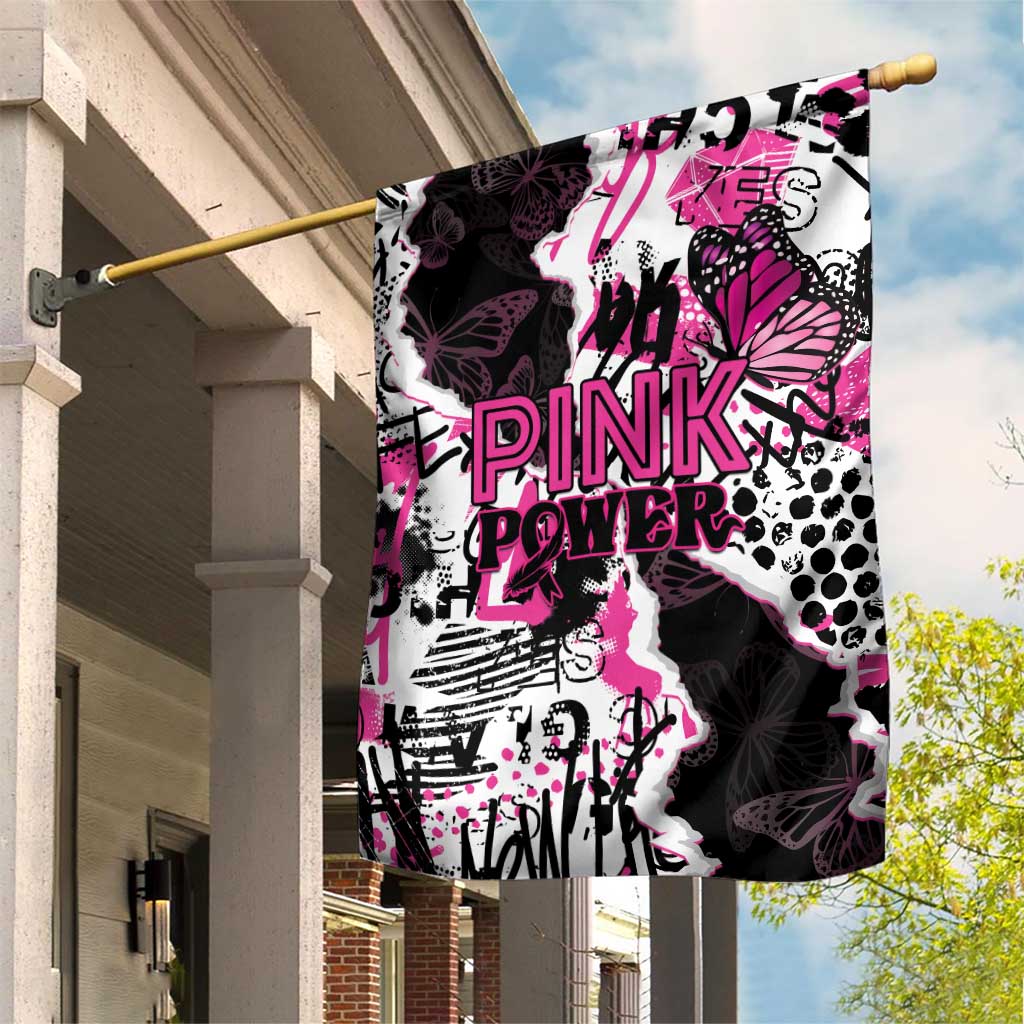 Pink Power Graffiti Garden Flag Breast Cancer Awareness - Wonder Print Shop