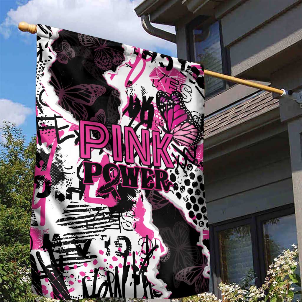 Pink Power Graffiti Garden Flag Breast Cancer Awareness - Wonder Print Shop