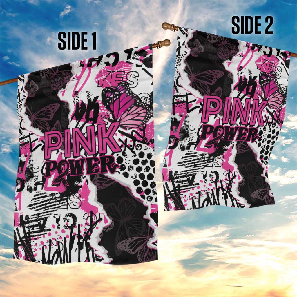 Pink Power Graffiti Garden Flag Breast Cancer Awareness - Wonder Print Shop