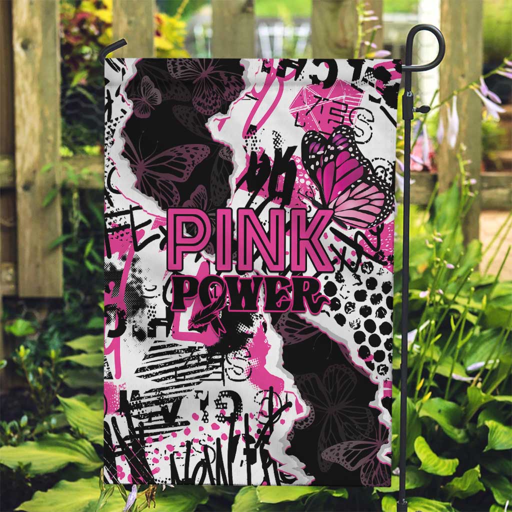 Pink Power Graffiti Garden Flag Breast Cancer Awareness - Wonder Print Shop