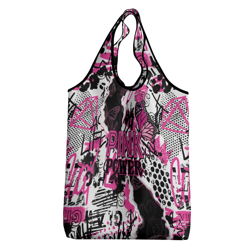 Pink Power Graffiti Grocery Bag Breast Cancer Awareness - Wonder Print Shop