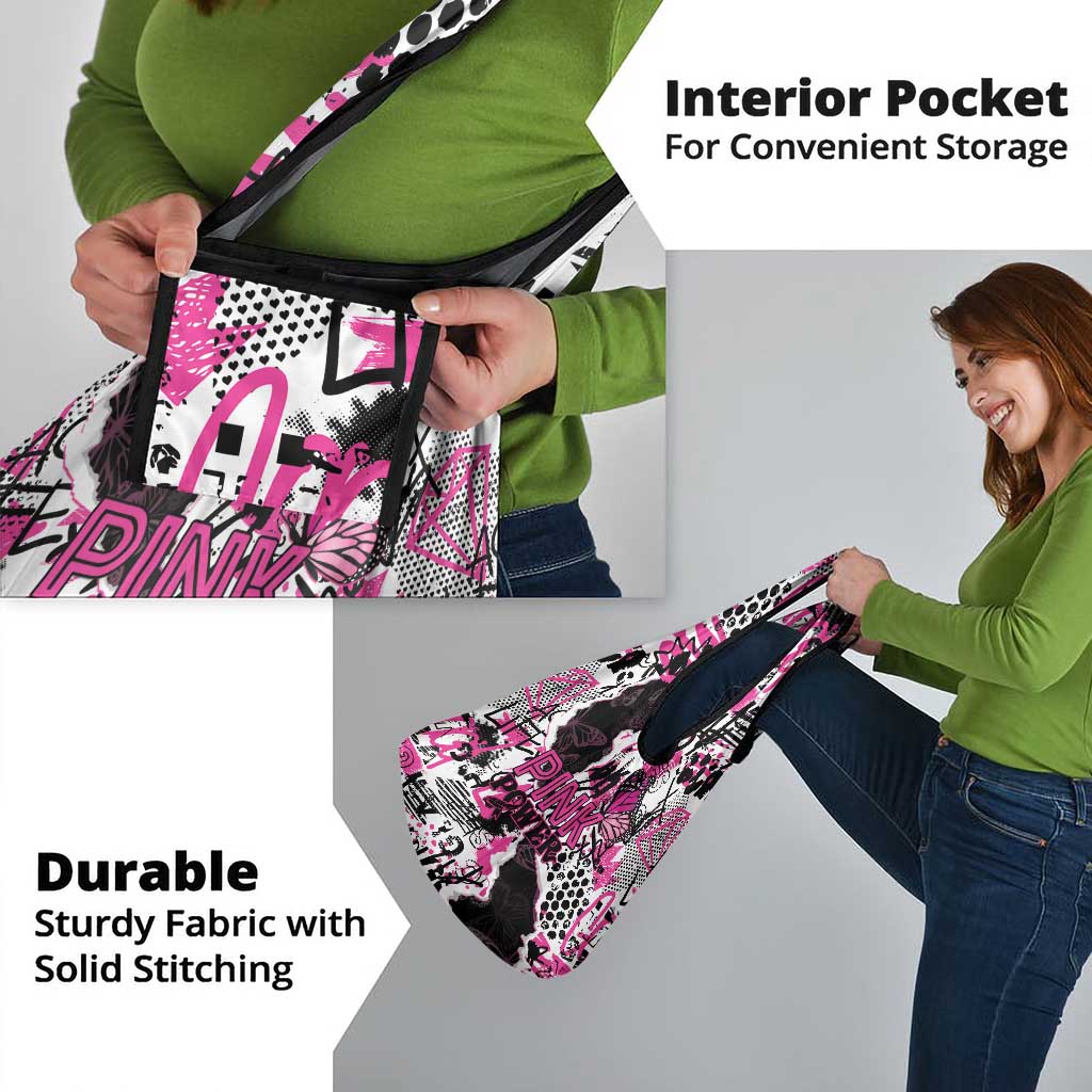 Pink Power Graffiti Grocery Bag Breast Cancer Awareness - Wonder Print Shop