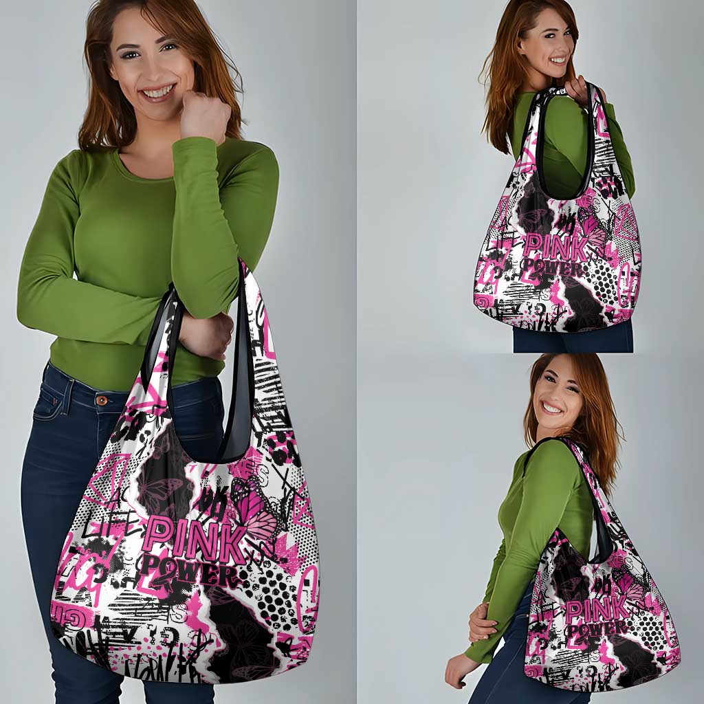 Pink Power Graffiti Grocery Bag Breast Cancer Awareness - Wonder Print Shop
