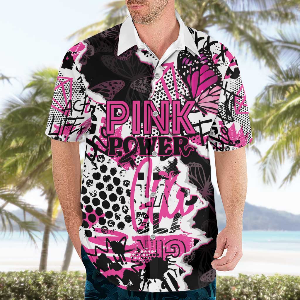Personalized Pink Power Graffiti Hawaiian Shirt Breast Cancer Awareness - Wonder Print Shop