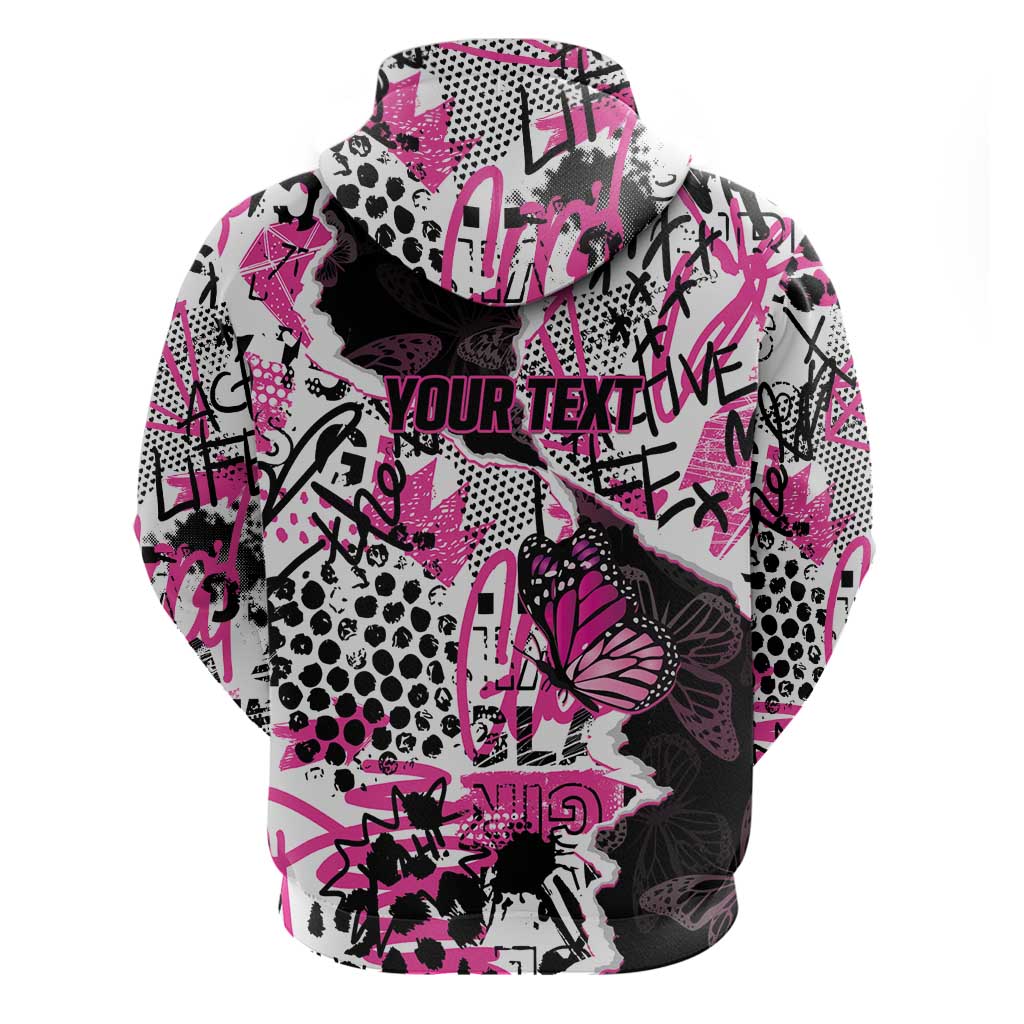 Personalized Pink Power Graffiti Hoodie Breast Cancer Awareness - Wonder Print Shop