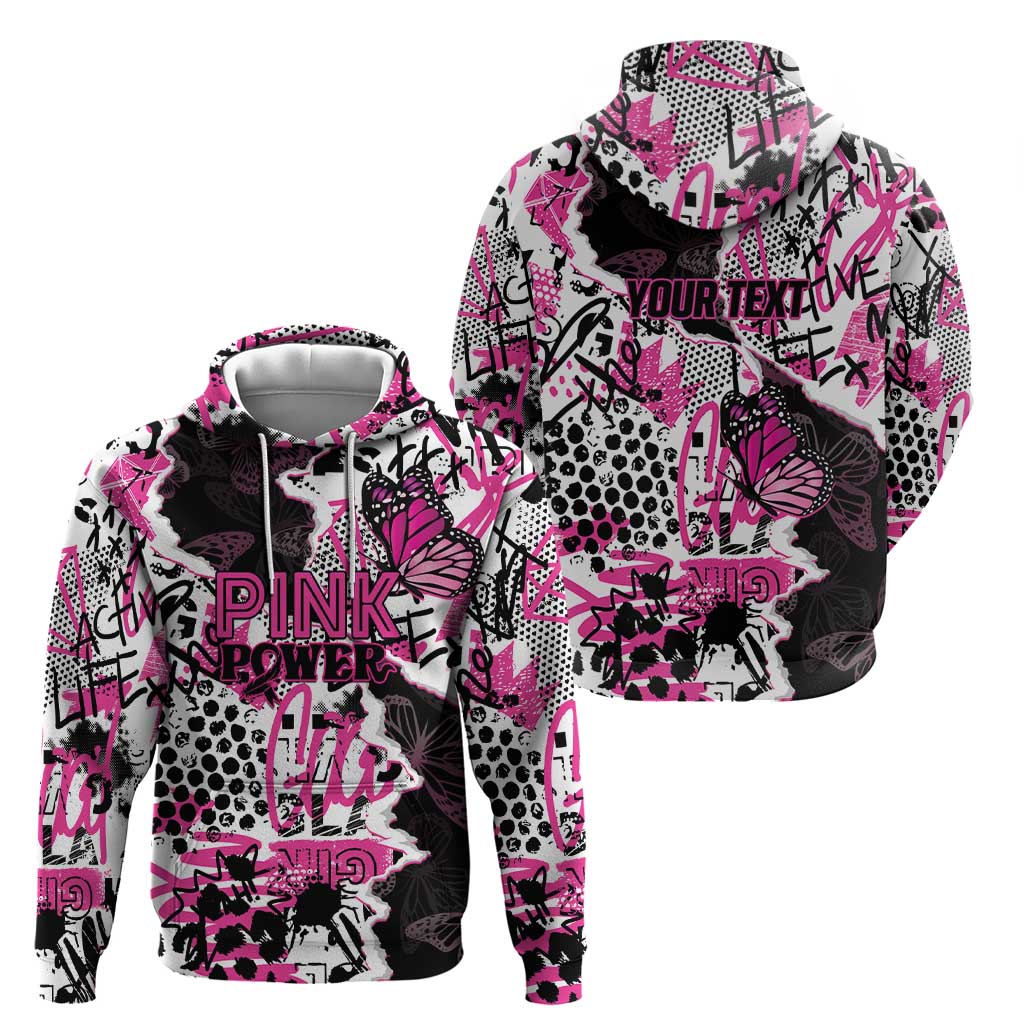 Personalized Pink Power Graffiti Hoodie Breast Cancer Awareness - Wonder Print Shop