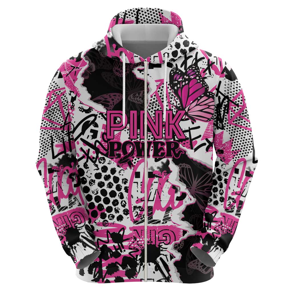 Personalized Pink Power Graffiti Hoodie Breast Cancer Awareness - Wonder Print Shop