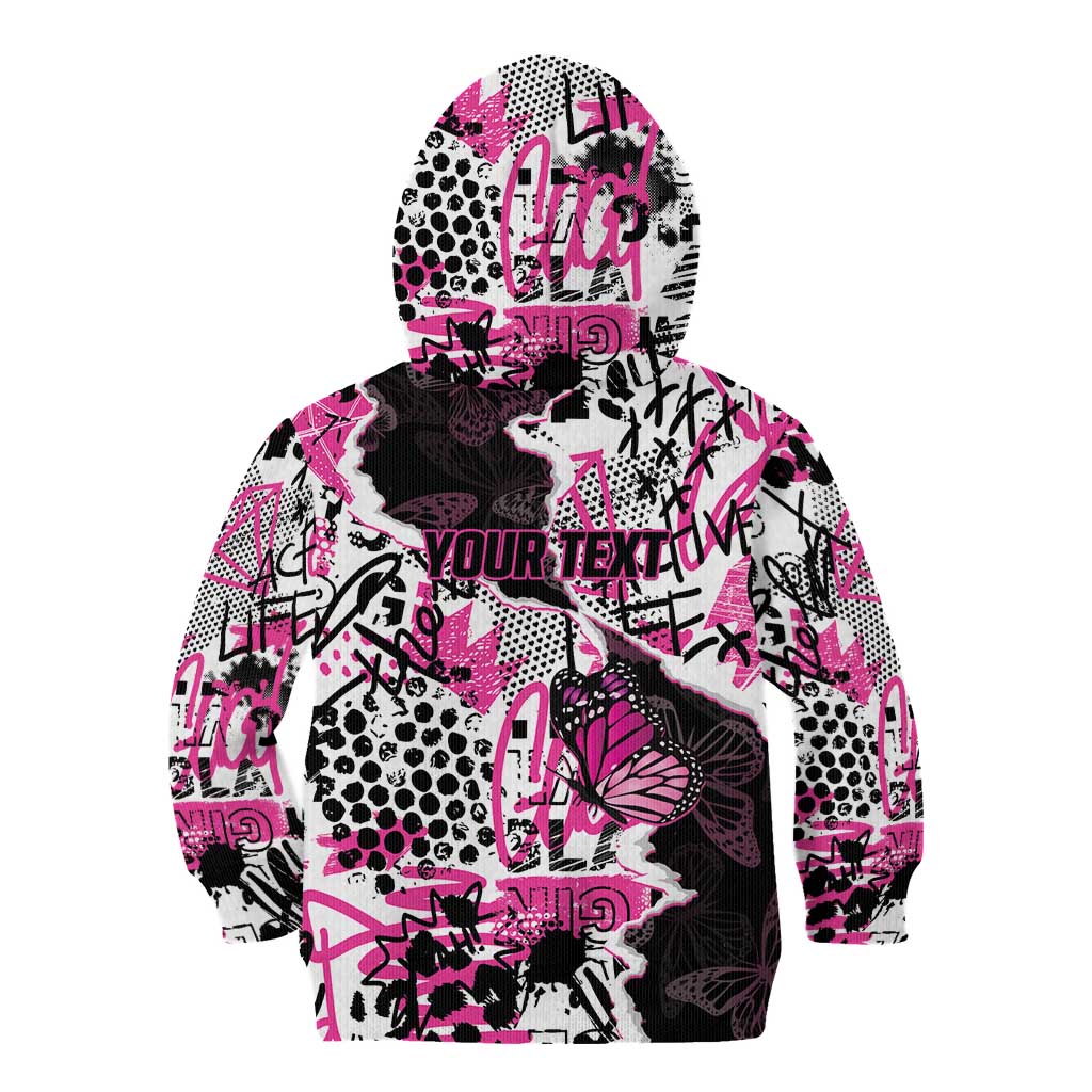 Personalized Pink Power Graffiti Kid Hoodie Breast Cancer Awareness - Wonder Print Shop