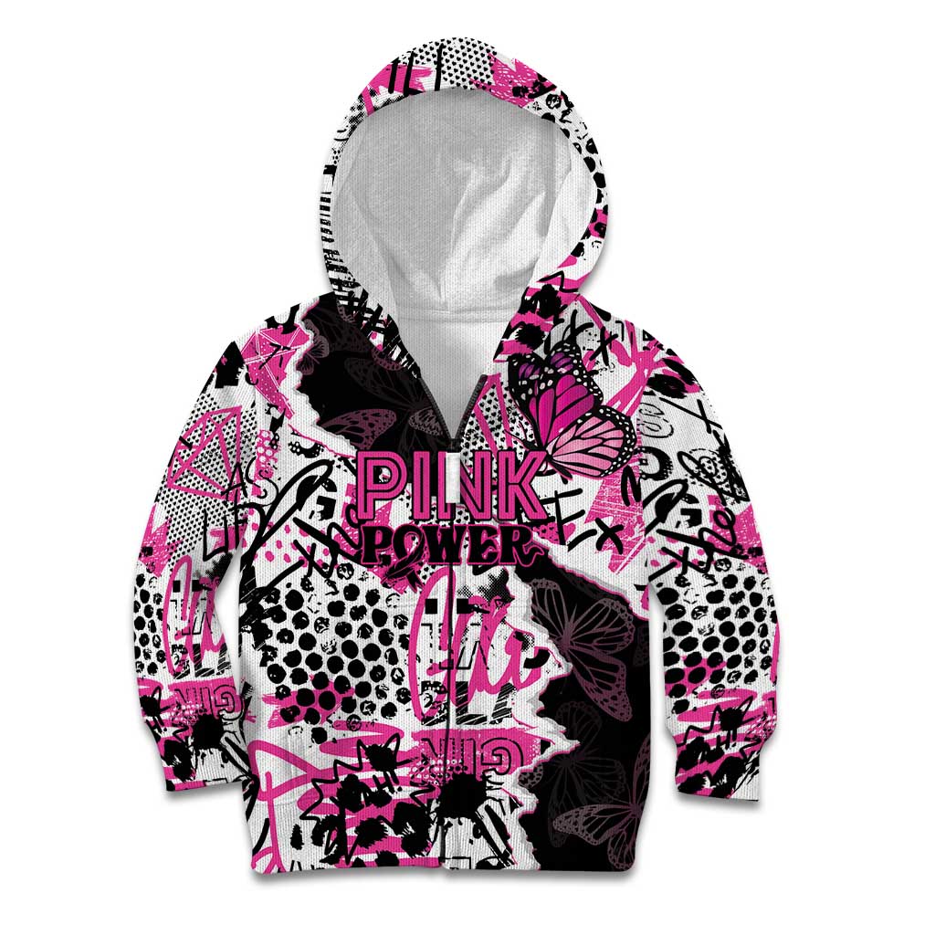 Personalized Pink Power Graffiti Kid Hoodie Breast Cancer Awareness - Wonder Print Shop