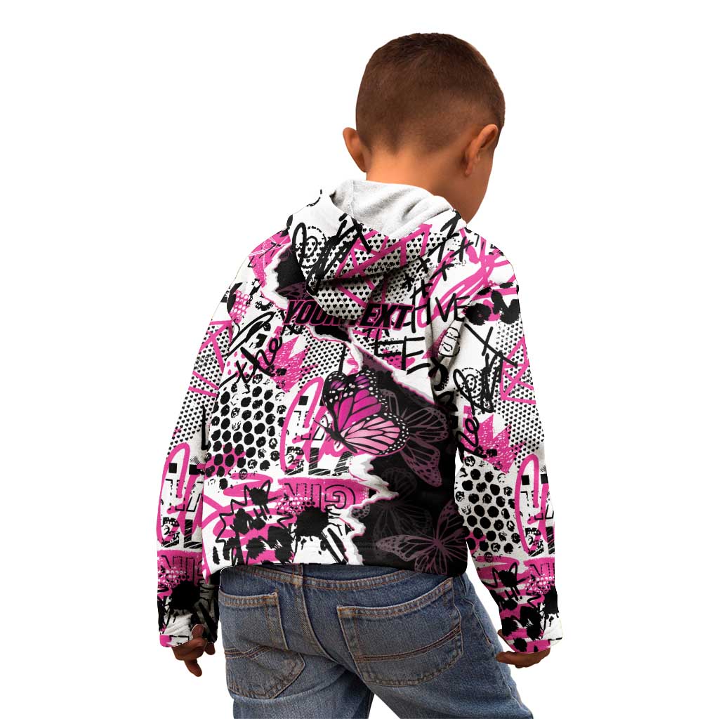Personalized Pink Power Graffiti Kid Hoodie Breast Cancer Awareness - Wonder Print Shop