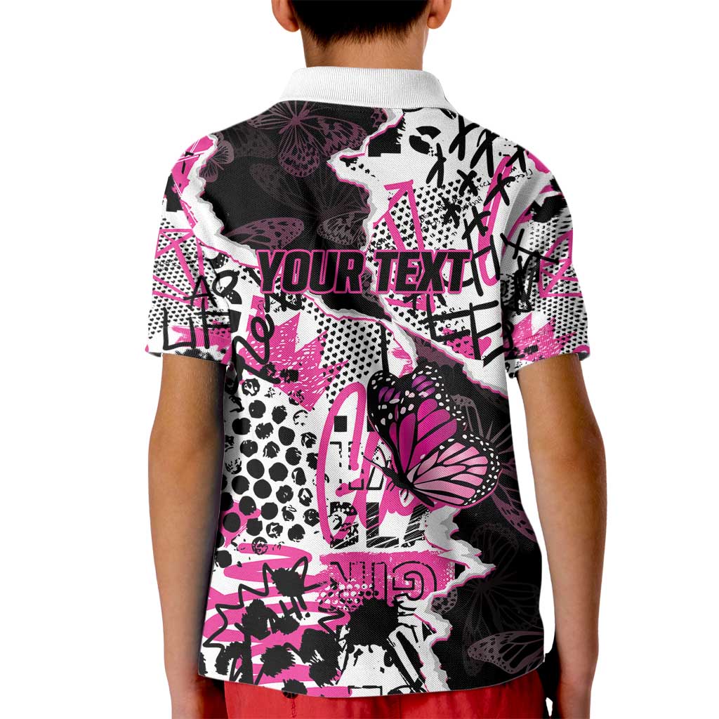 Personalized Pink Power Graffiti Kid Polo Shirt Breast Cancer Awareness - Wonder Print Shop