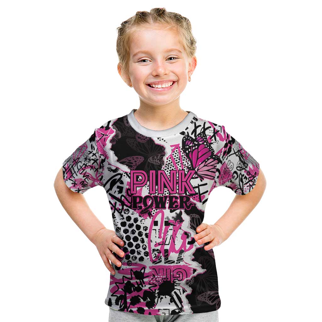 Personalized Pink Power Graffiti Kid T Shirt Breast Cancer Awareness - Wonder Print Shop