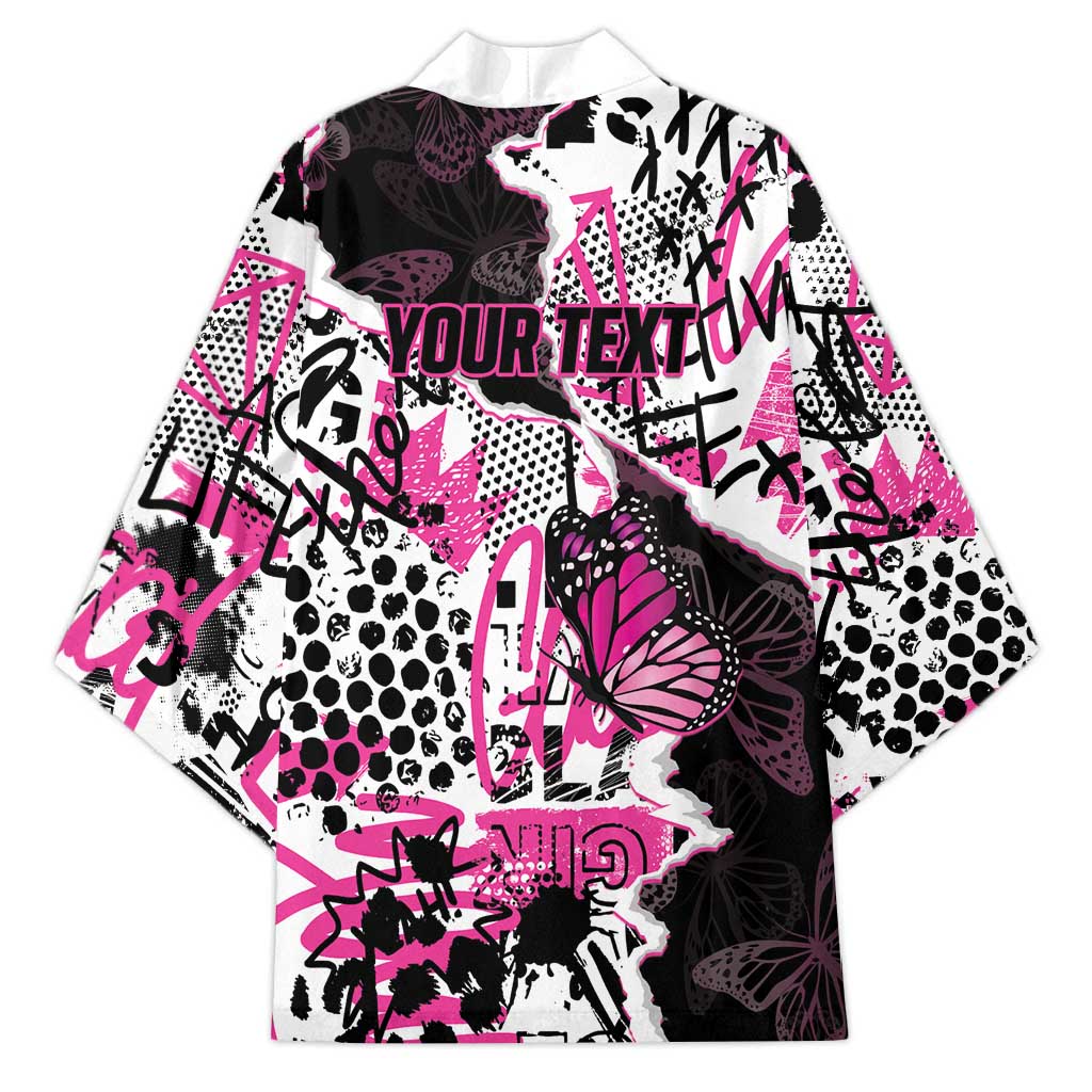 Personalized Pink Power Graffiti Kimono Breast Cancer Awareness - Wonder Print Shop