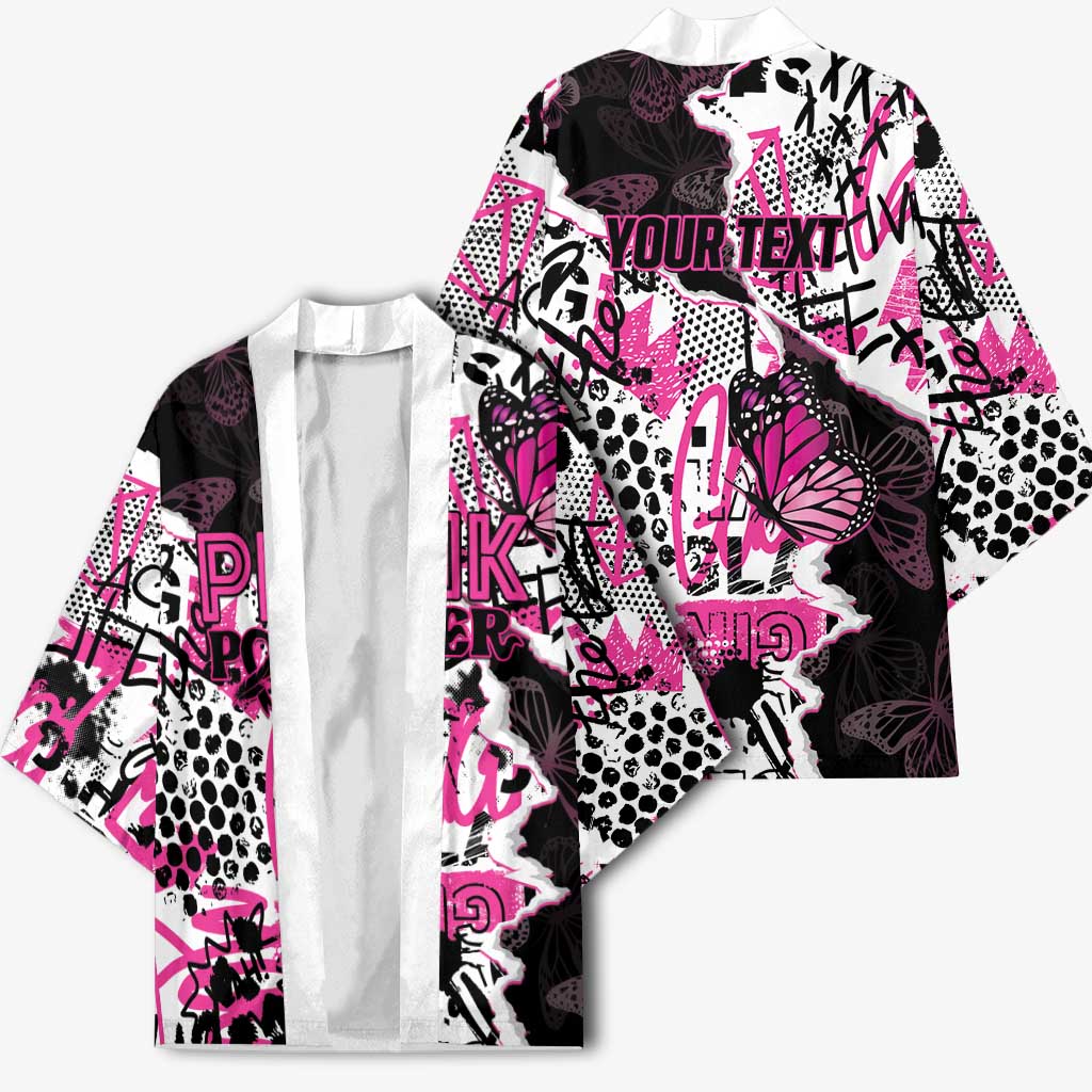 Personalized Pink Power Graffiti Kimono Breast Cancer Awareness - Wonder Print Shop