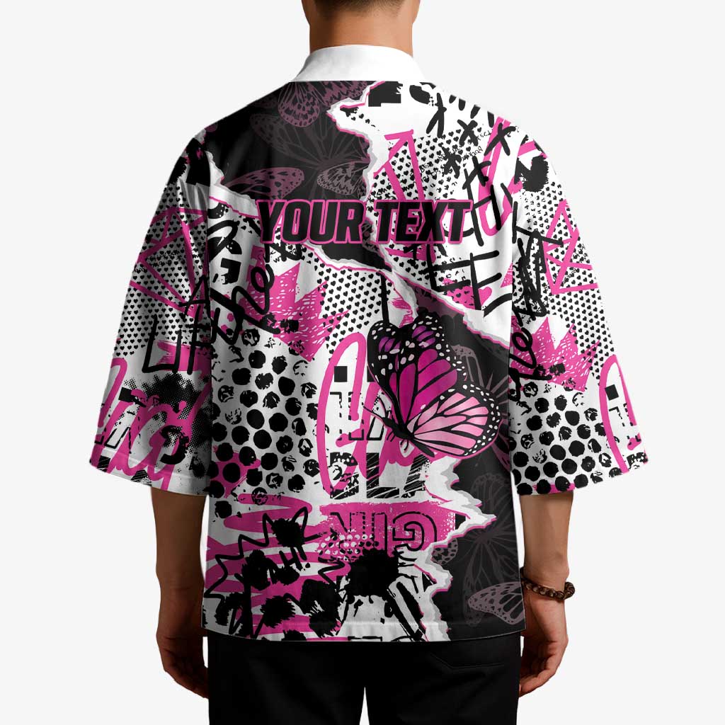 Personalized Pink Power Graffiti Kimono Breast Cancer Awareness - Wonder Print Shop