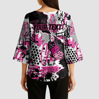 Personalized Pink Power Graffiti Kimono Sleeve Blouse Breast Cancer Awareness - Wonder Print Shop