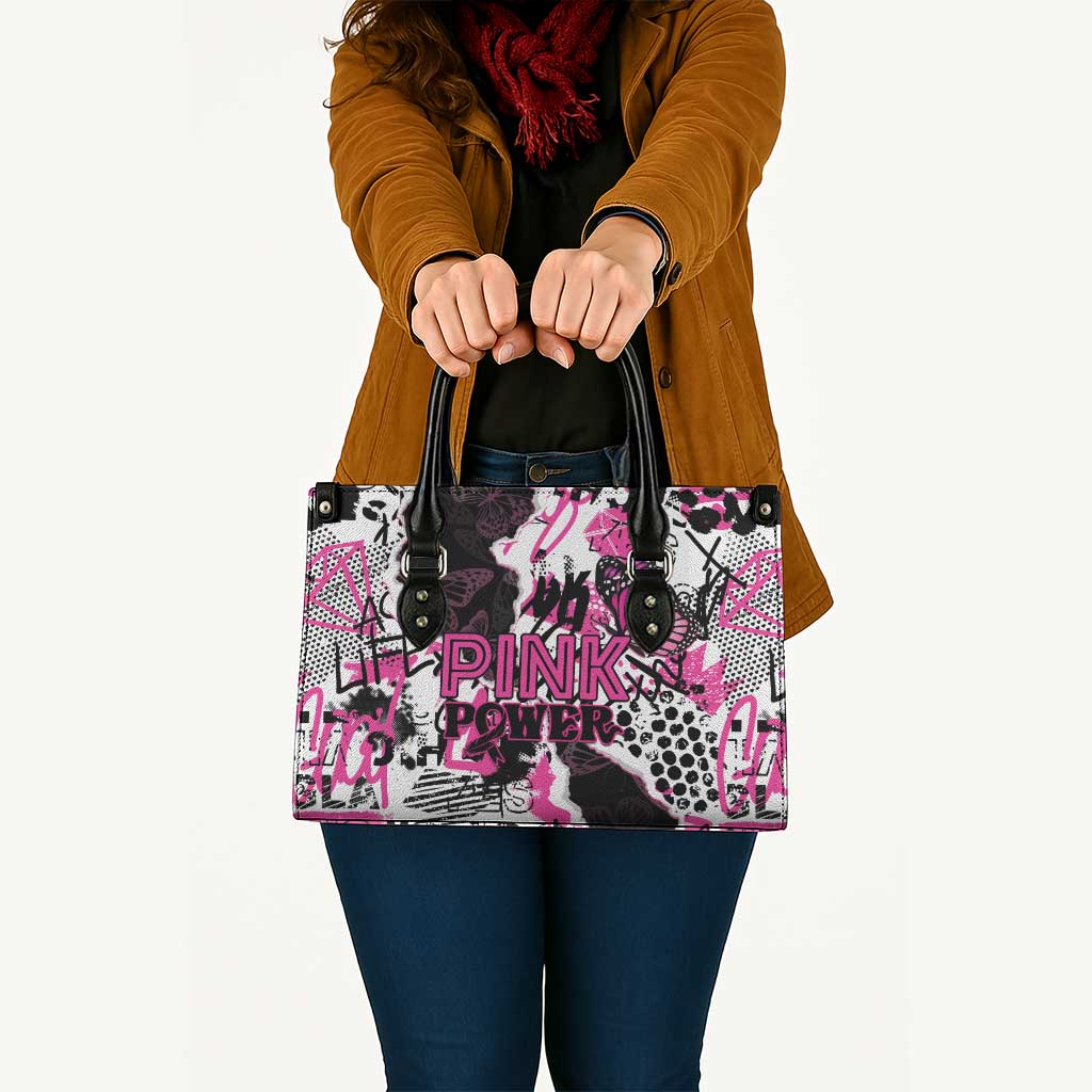Pink Power Graffiti Leather Bag Breast Cancer Awareness - Wonder Print Shop