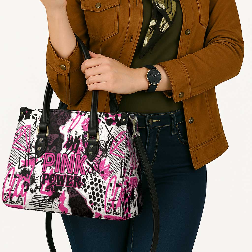 Pink Power Graffiti Leather Bag Breast Cancer Awareness - Wonder Print Shop