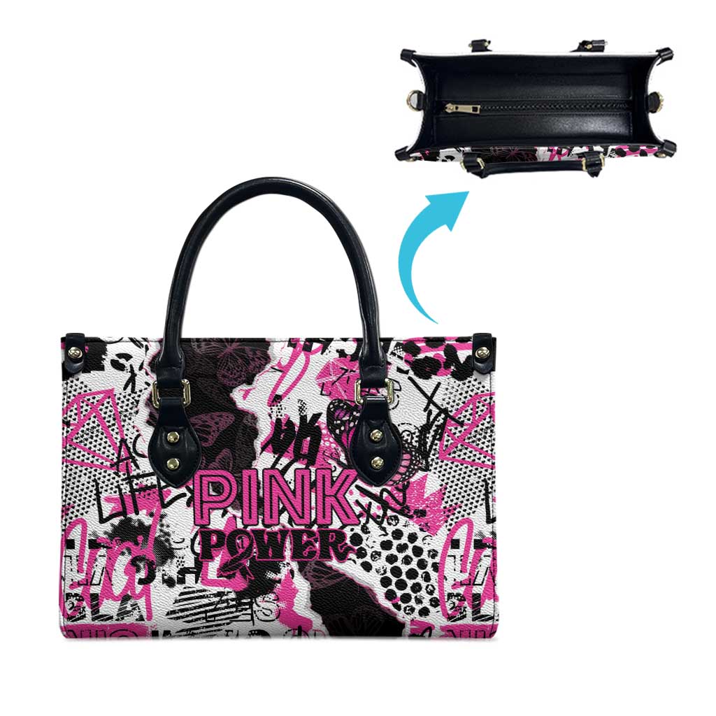 Pink Power Graffiti Leather Bag Breast Cancer Awareness - Wonder Print Shop