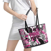 Pink Power Graffiti Leather Tote Bag Breast Cancer Awareness - Wonder Print Shop