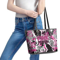Pink Power Graffiti Leather Tote Bag Breast Cancer Awareness - Wonder Print Shop