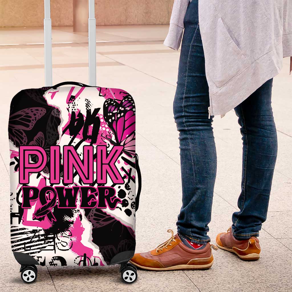 Pink Power Graffiti Luggage Cover Breast Cancer Awareness - Wonder Print Shop