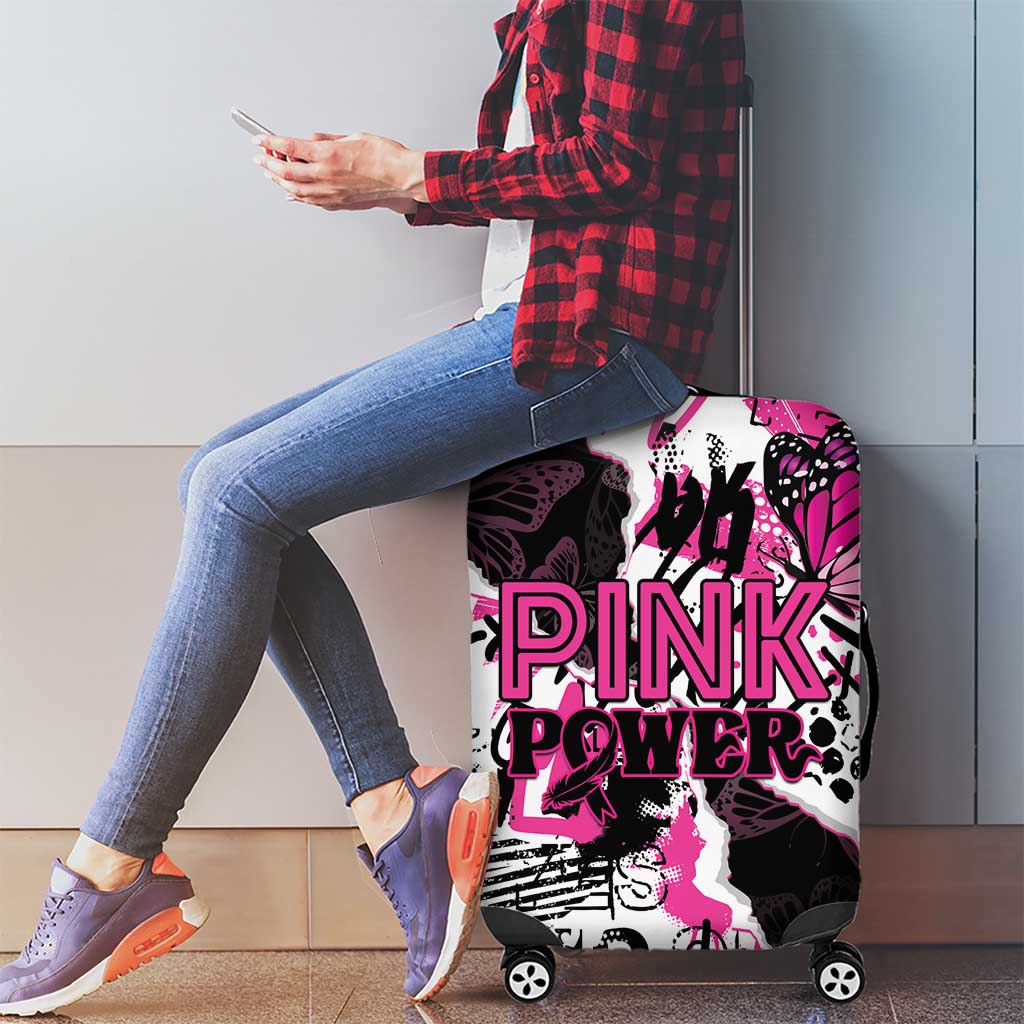 Pink Power Graffiti Luggage Cover Breast Cancer Awareness - Wonder Print Shop