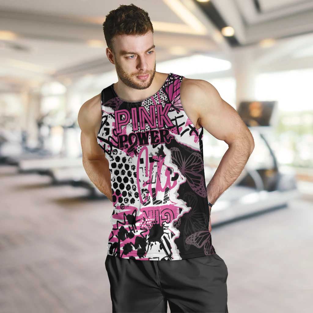 Personalized Pink Power Graffiti Men Tank Top Breast Cancer Awareness - Wonder Print Shop