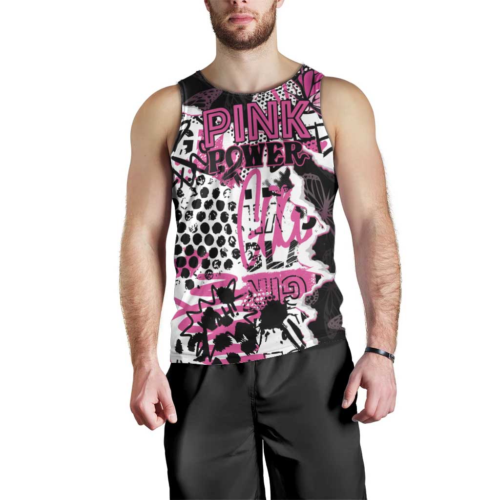 Personalized Pink Power Graffiti Men Tank Top Breast Cancer Awareness - Wonder Print Shop
