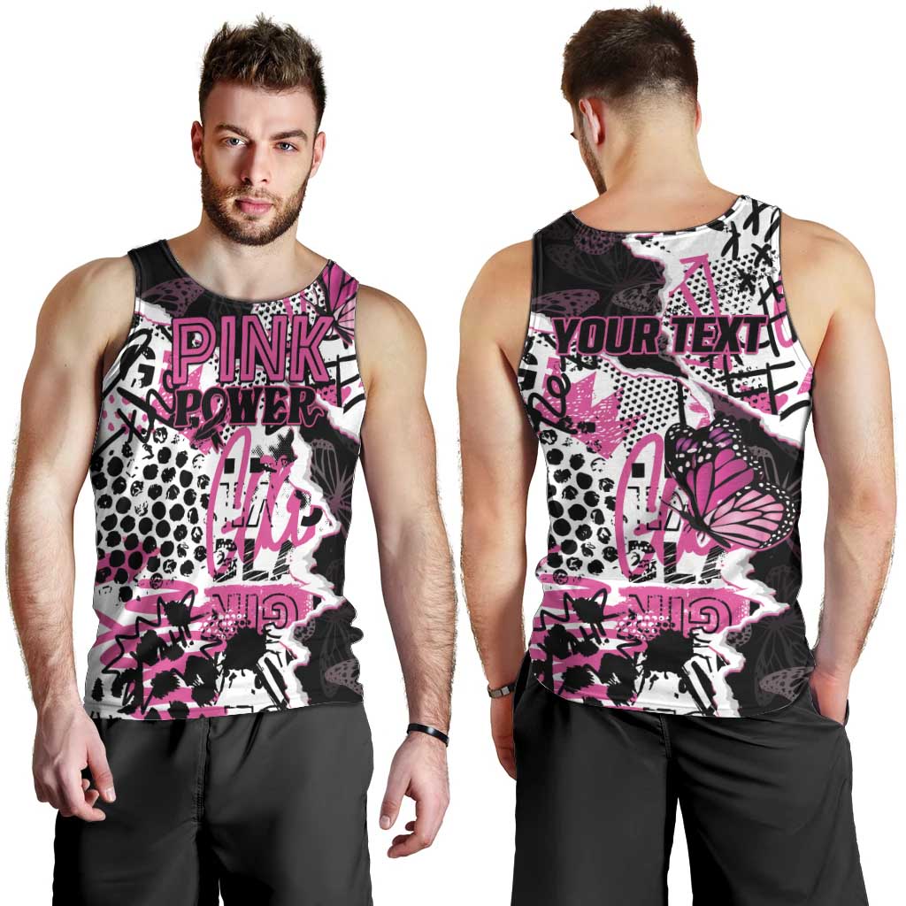 Personalized Pink Power Graffiti Men Tank Top Breast Cancer Awareness - Wonder Print Shop