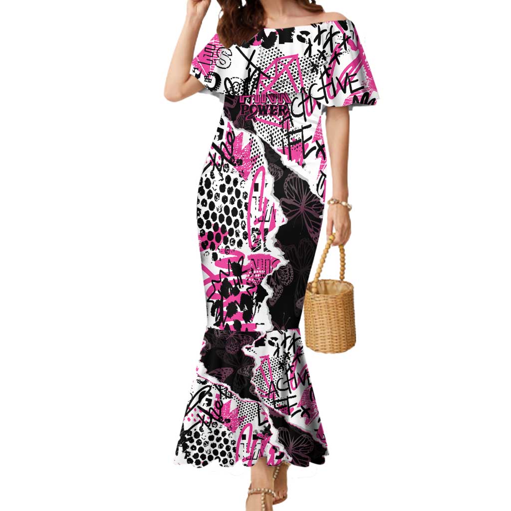 Personalized Pink Power Graffiti Mermaid Dress Breast Cancer Awareness - Wonder Print Shop